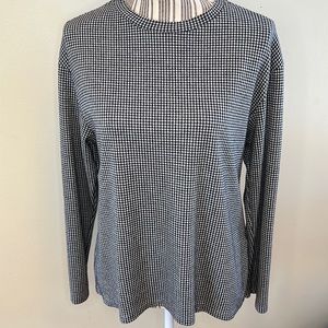 Zara black and white checkered, long sleeve, button back top, Medium